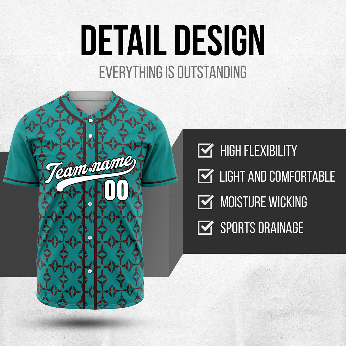 Custom Rhombic Teal Sports Jersey Personalized Uniform with Name & Number