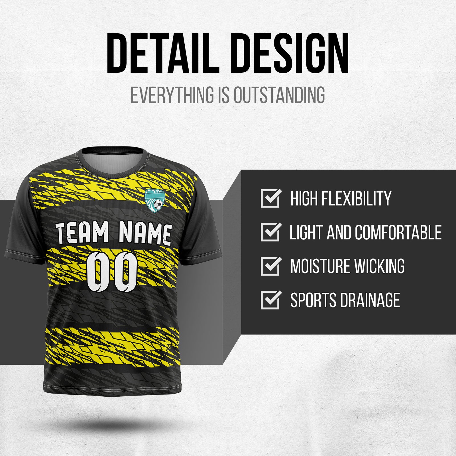 Custom Flare Strike R-Full Pattern Soccer Black Sport Tops Jersey