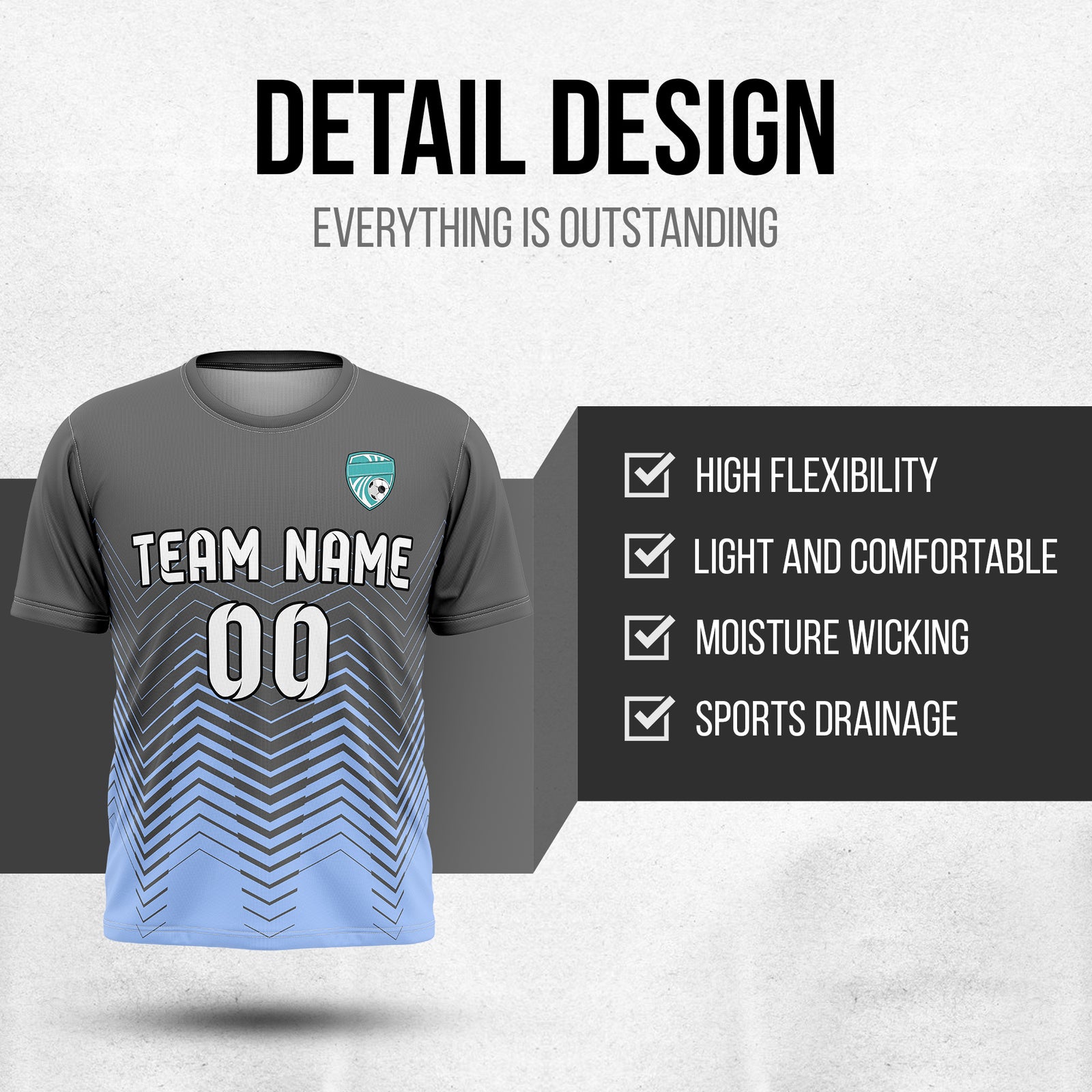 Custom Apex Strike R Side Pattern Dark Grey Soccer sport Tops Jersey