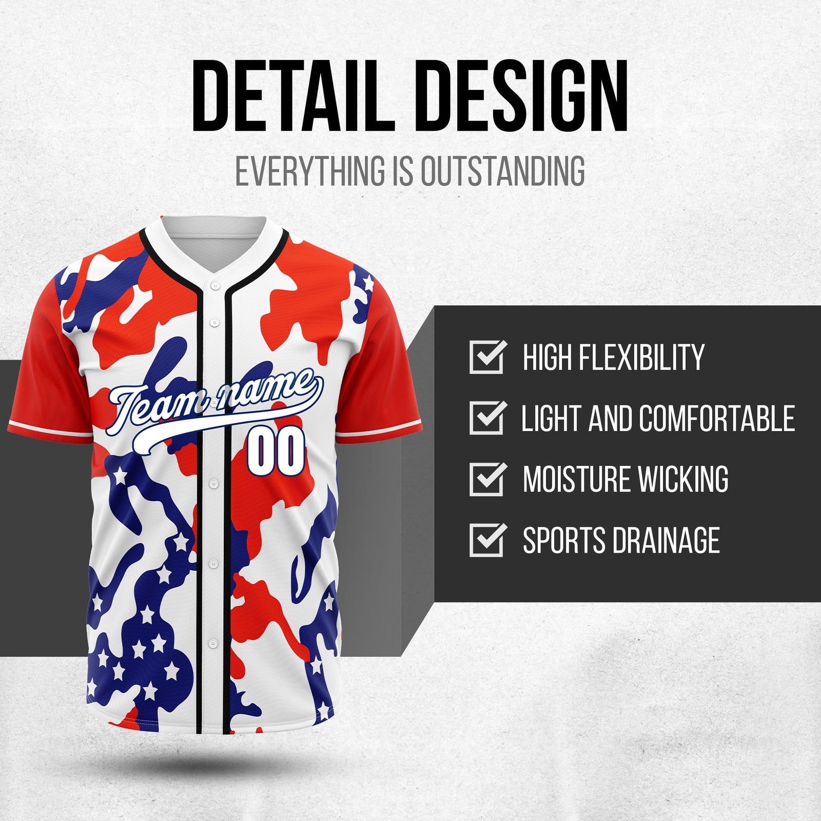 Custom American Glory Baseball Sports Jersey Personalized Uniform with Name & Number