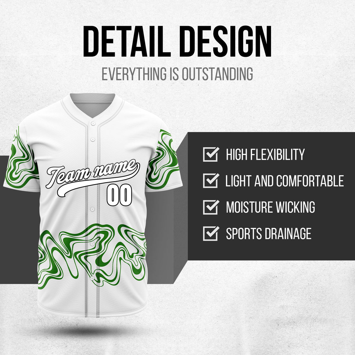 Custom Wave White Baseball Sports Jerseys Personalized Uniform with Name & Numbers