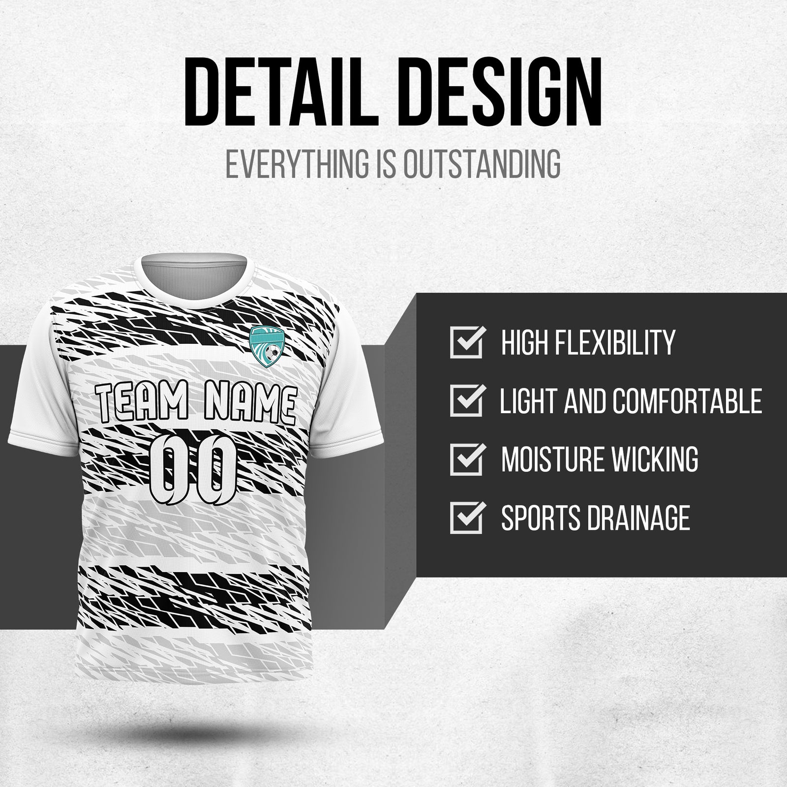 Custom Flare Strike R-Full Pattern Soccer White Sport Tops Jersey