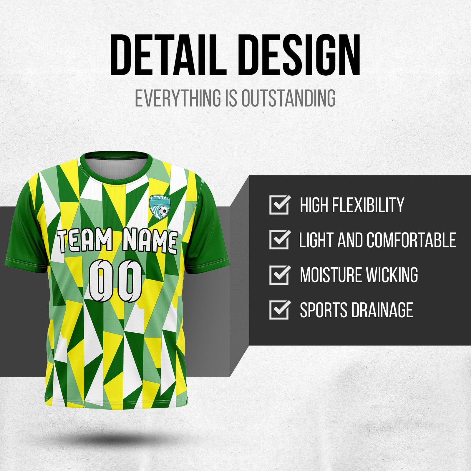 Custom Crystal R-Full Pattern Soccer Green Sport Tops Jersey