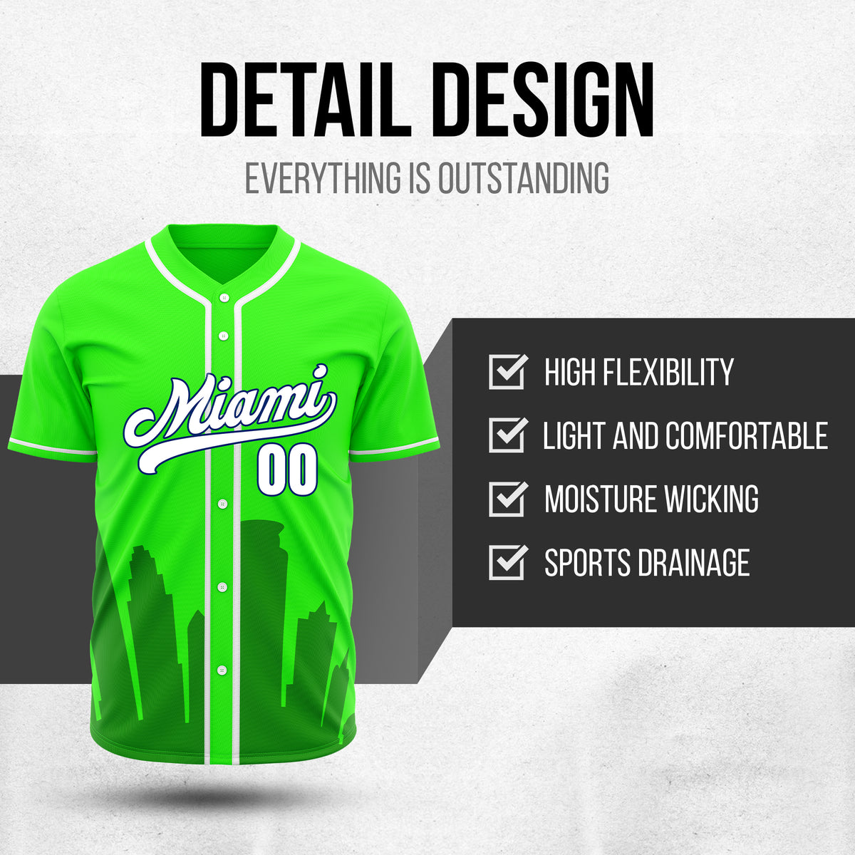 Custom City Tide Neon Green Baseball Sports Jersey Personalized Uniform with Name & Number