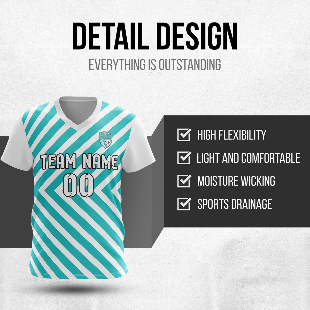 Custom Swift Stripe V-Neck White Soccer sport Tops Jersey