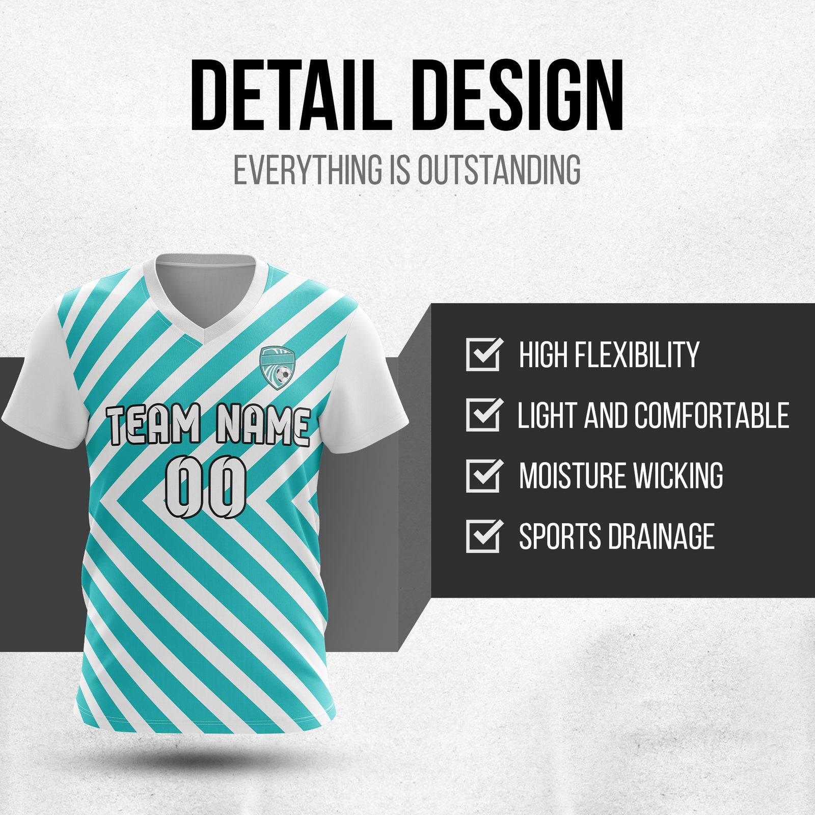 Custom Swift Stripe V-Neck White Soccer sport Tops Jersey