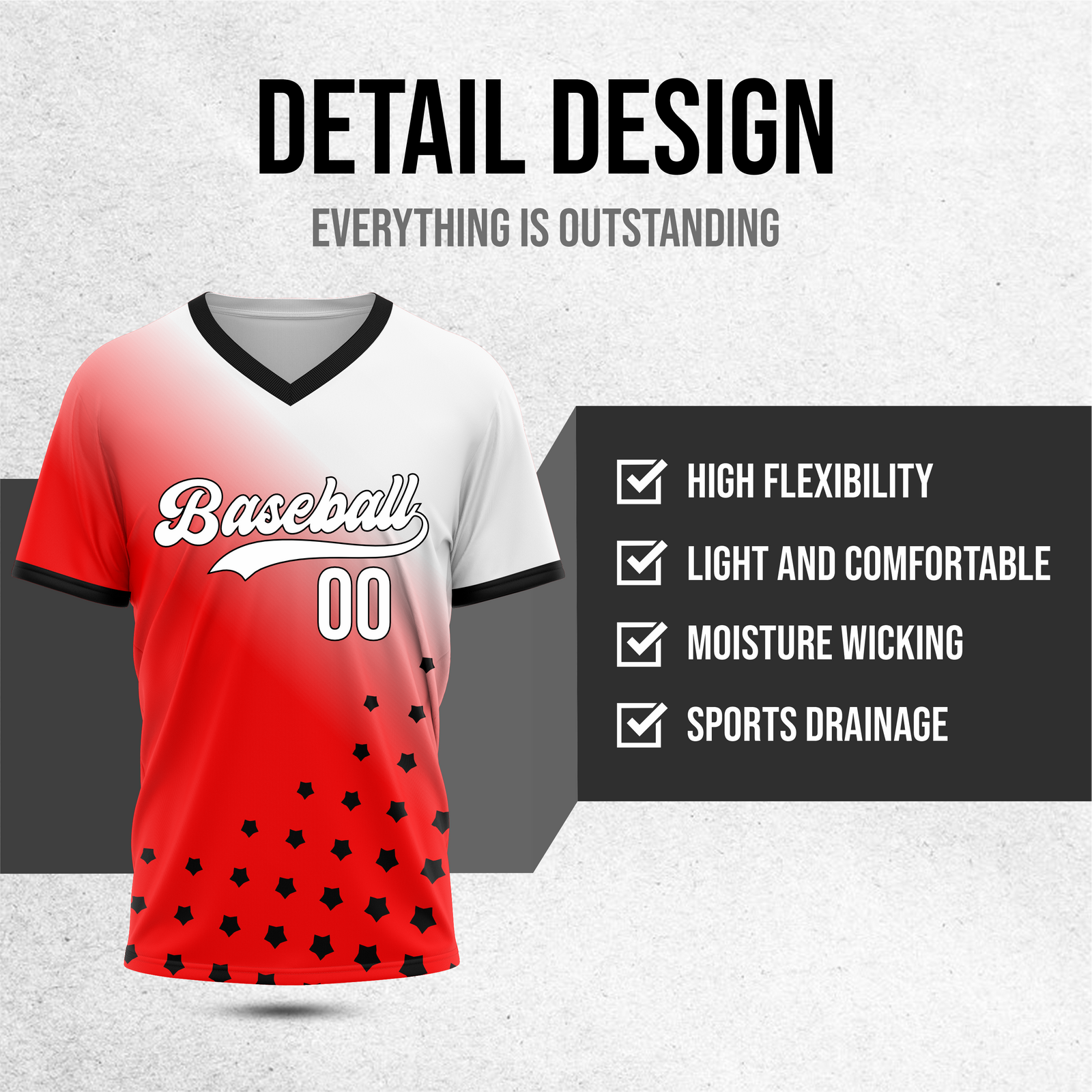 Custom Twilight Stars Baseball Red Sports Jersey Personalized Uniform with Name & Number
