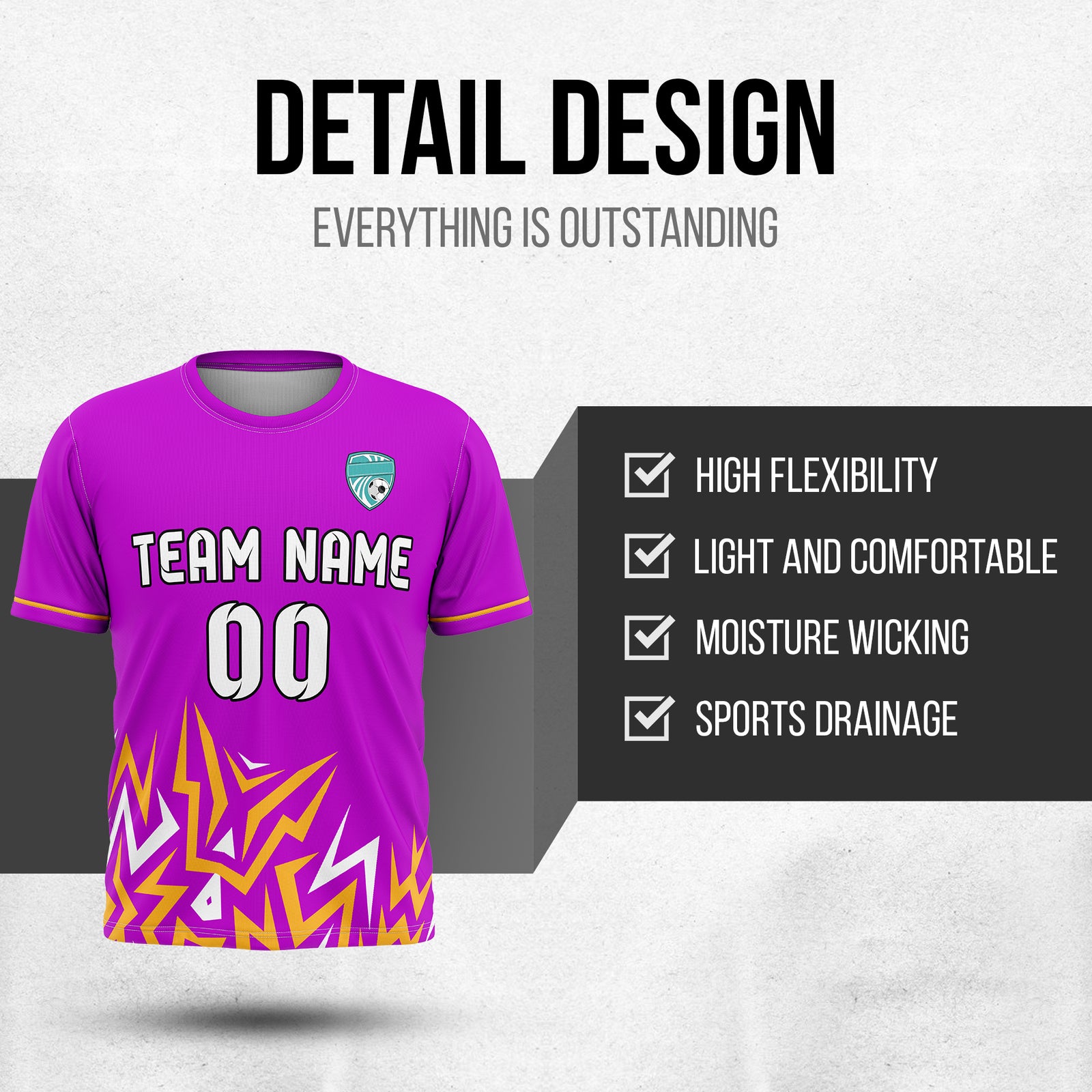 Custom Spark Strike R Side Pattern Soccer Purple Sport Tops Jersey
