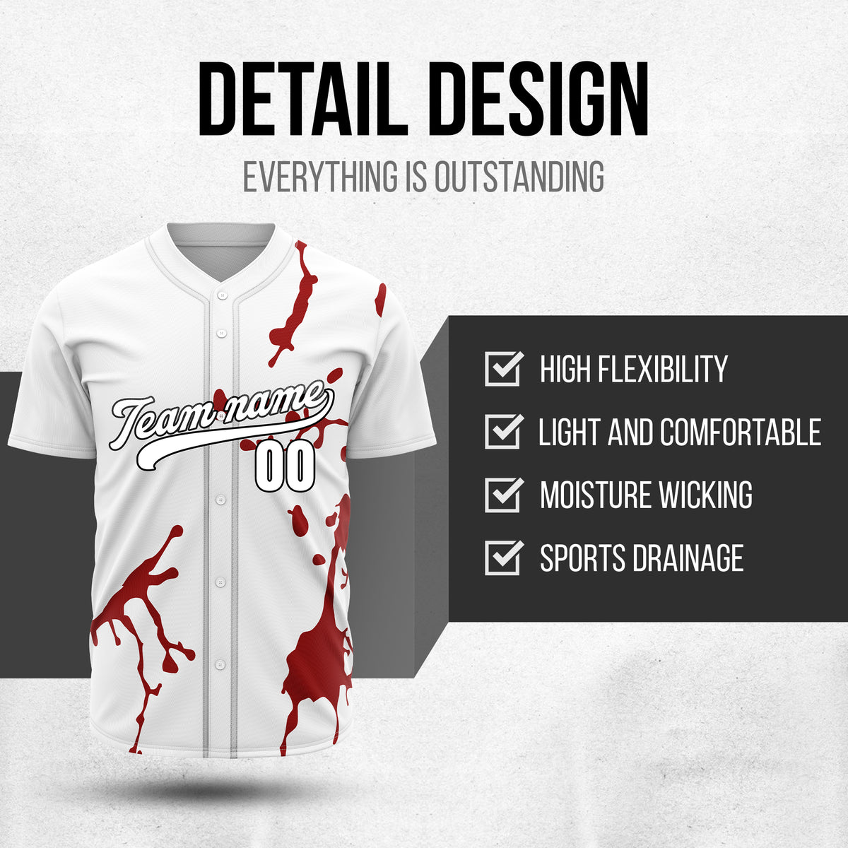 Custom Ink Paint Pop White Sports Jersey Personalized Uniform with Name & Number