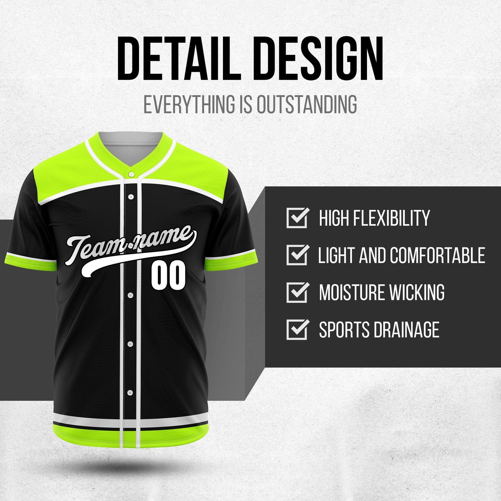 Custom Marquee Classic Baseball Black Sports Jersey Personalized Uniform with Name & Number