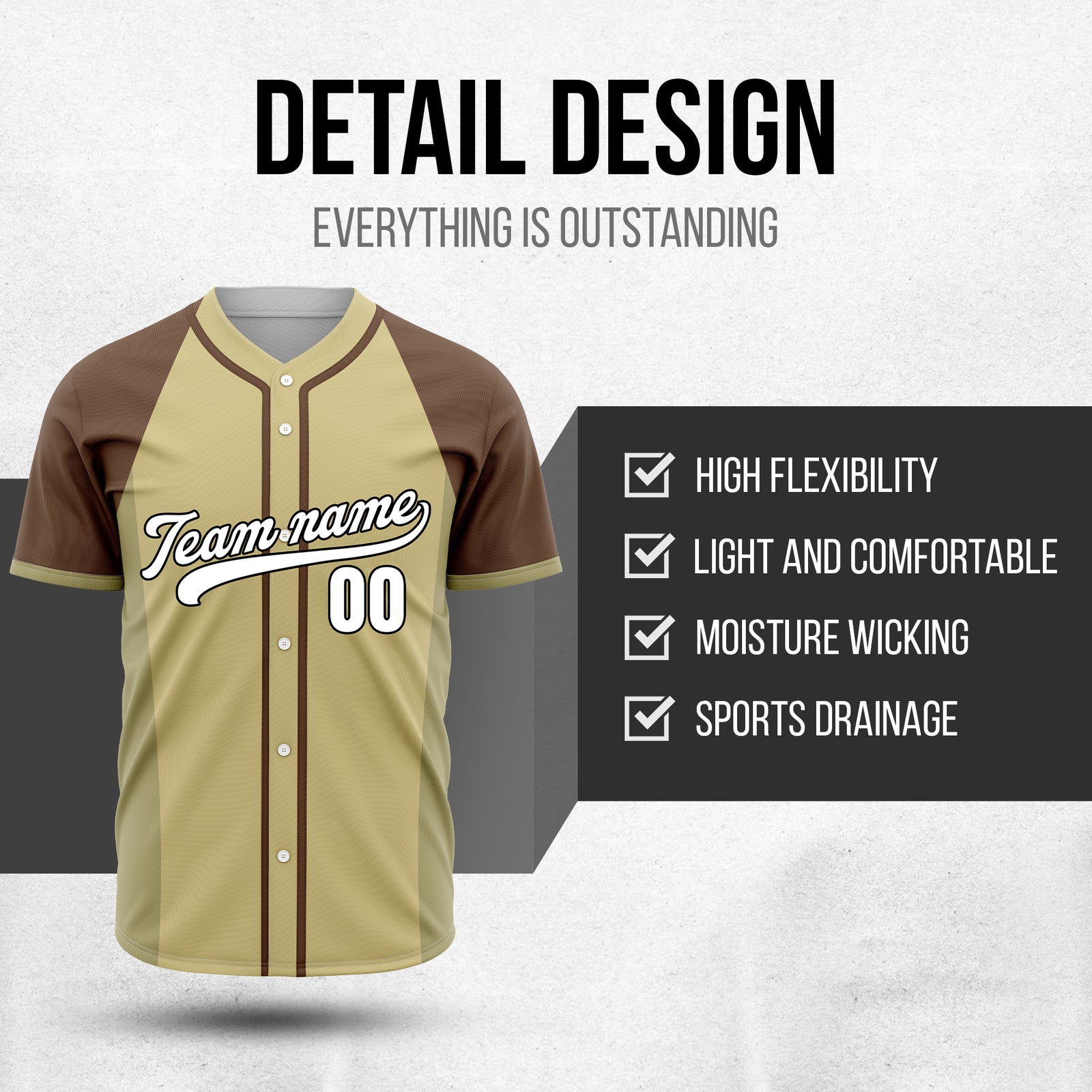 Custom Timeless Stripes Baseball Khaki Sports Jersey Personalized Uniform with Name & Number