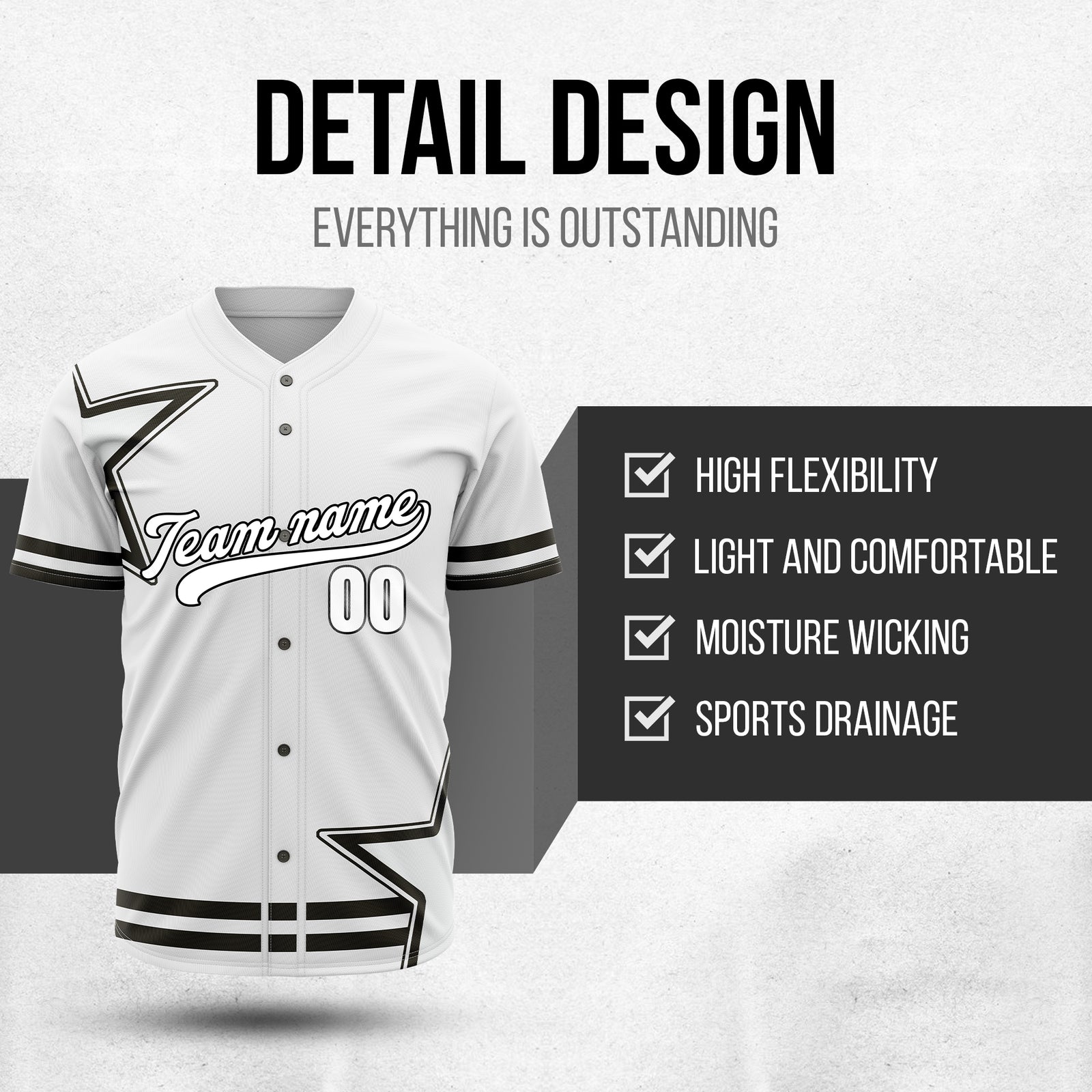 Custom Star Classic Baseball White Sports Jersey Personalized Uniform with Name & Number