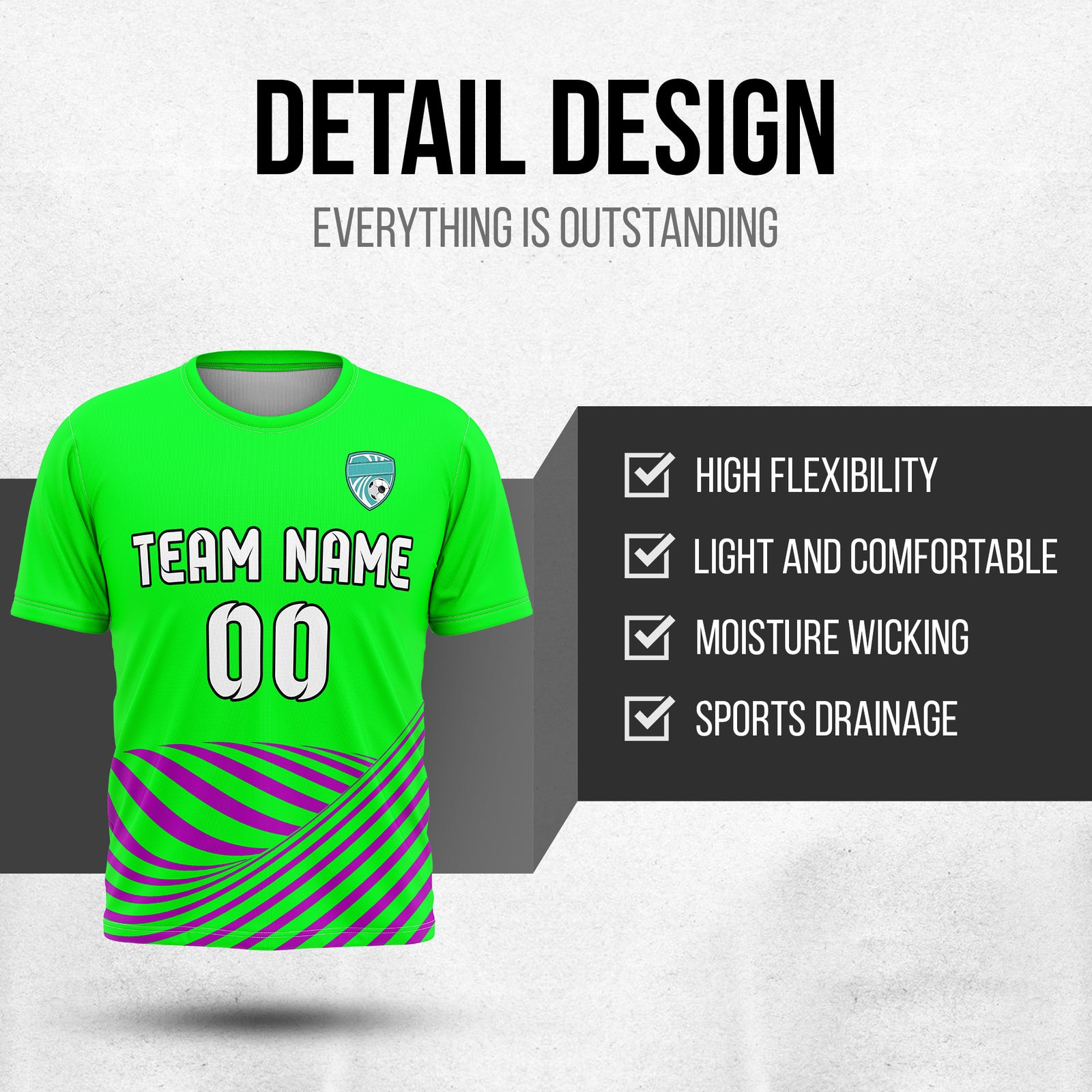 Custom WaveLine Stripe Neon Green Soccer sport Tops Jersey
