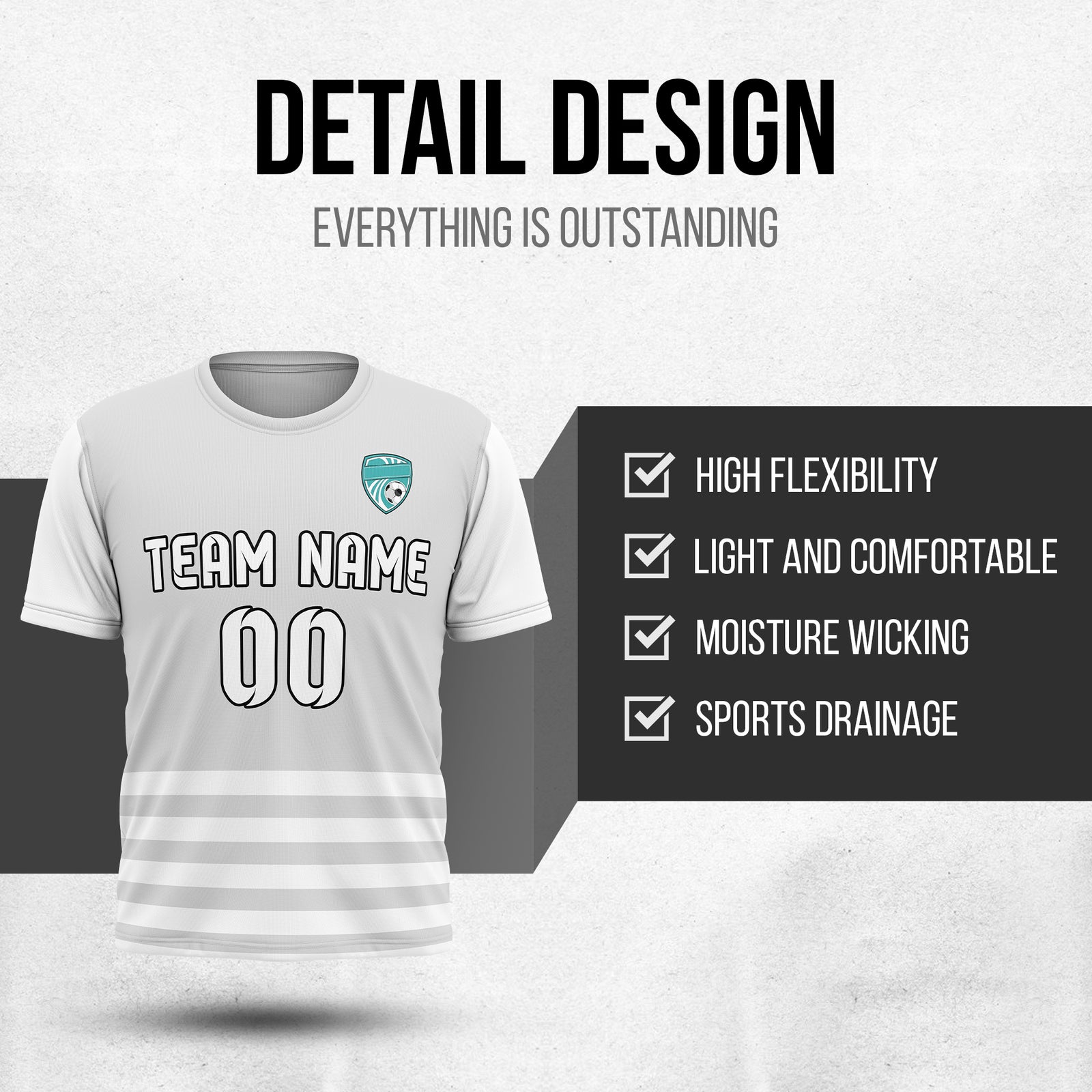 Custom BaseLine Stripe Grey Soccer sport Tops Jersey