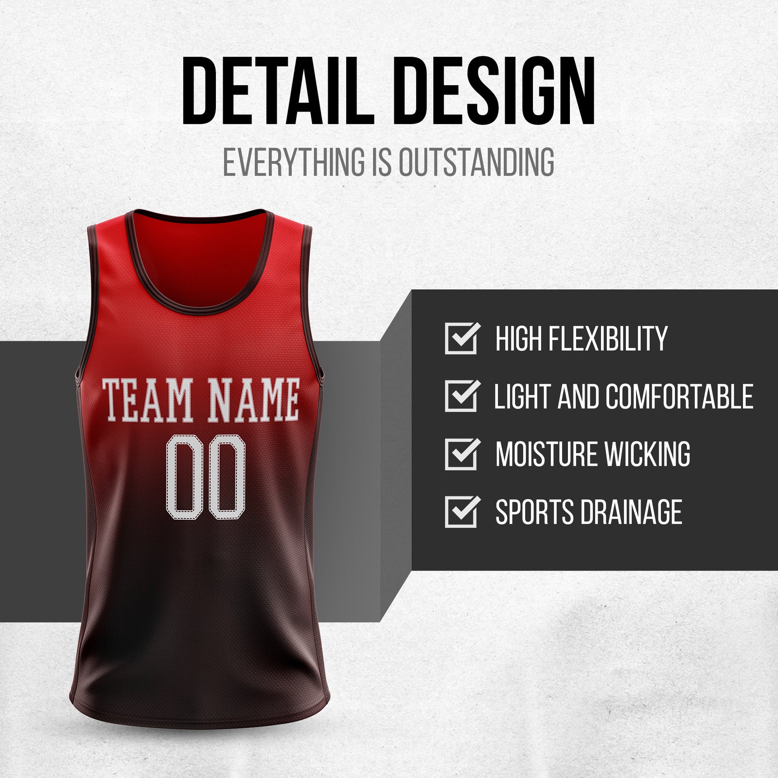 Custom Red Gradient Fashion Tops Basketball Jersey