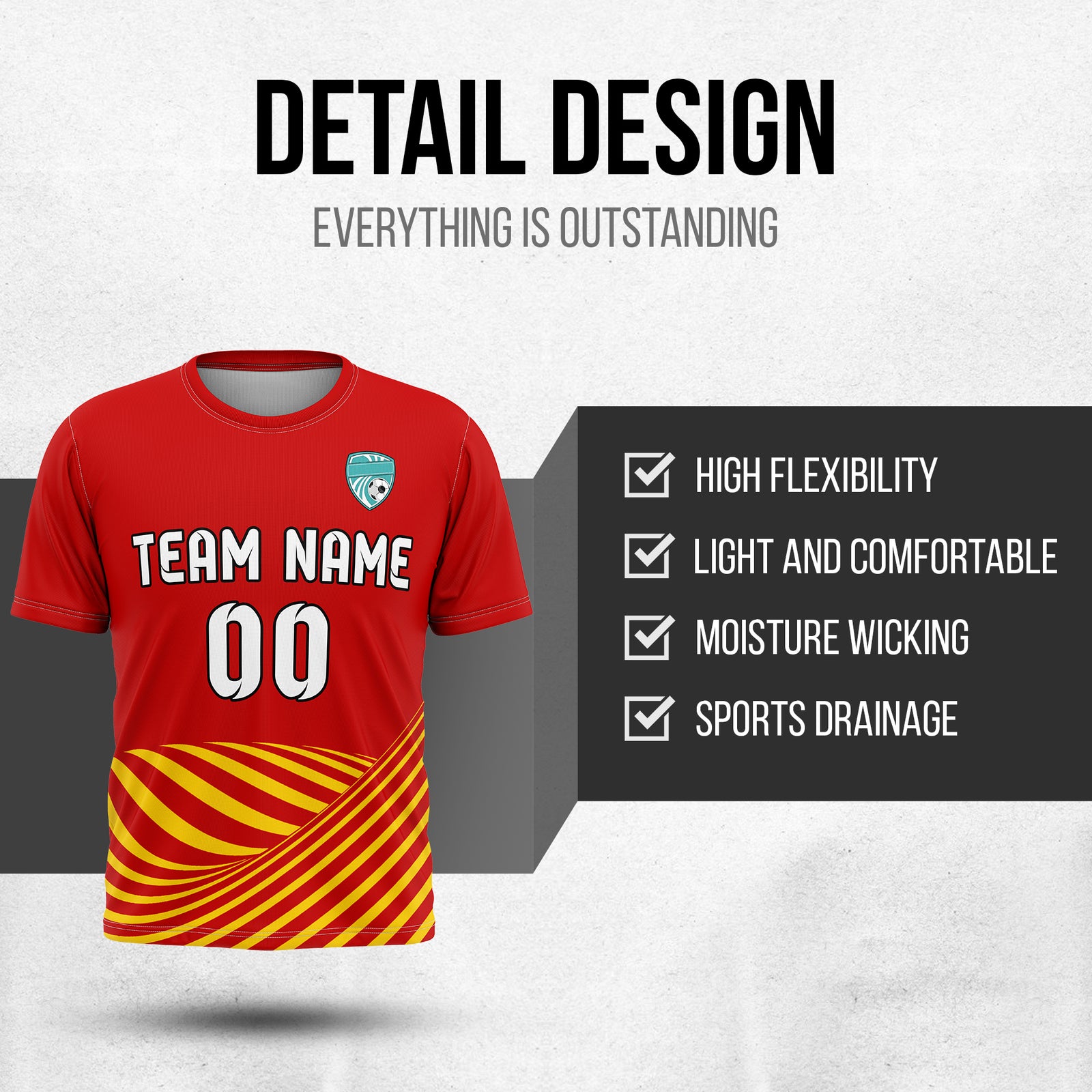 Custom WaveLine Stripe Red Soccer sport Tops Jersey