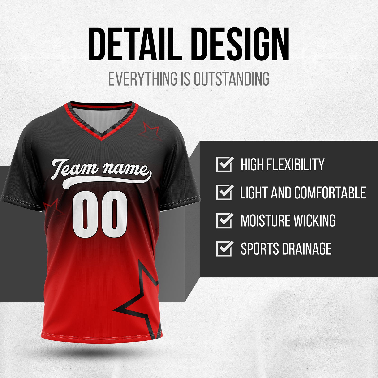 Custom Star Gradient Baseball Red Sports Jersey Personalized Uniform with Name & Number