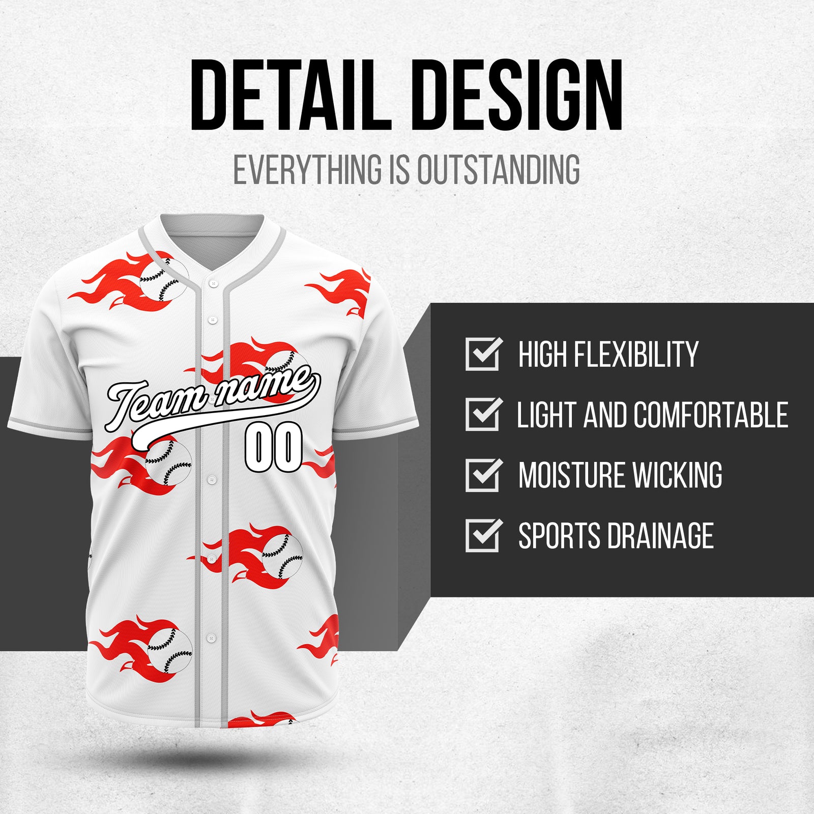 Custom Fireballers White Baseball Sports Jersey Personalized Uniform with Name & Number