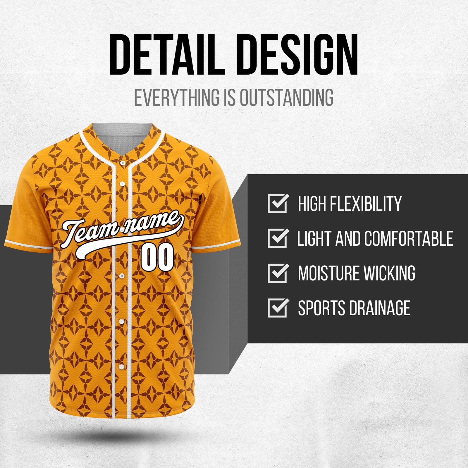 Custom Rhombic Orange Baseball Sports Jersey Personalized Uniform with Name & Number