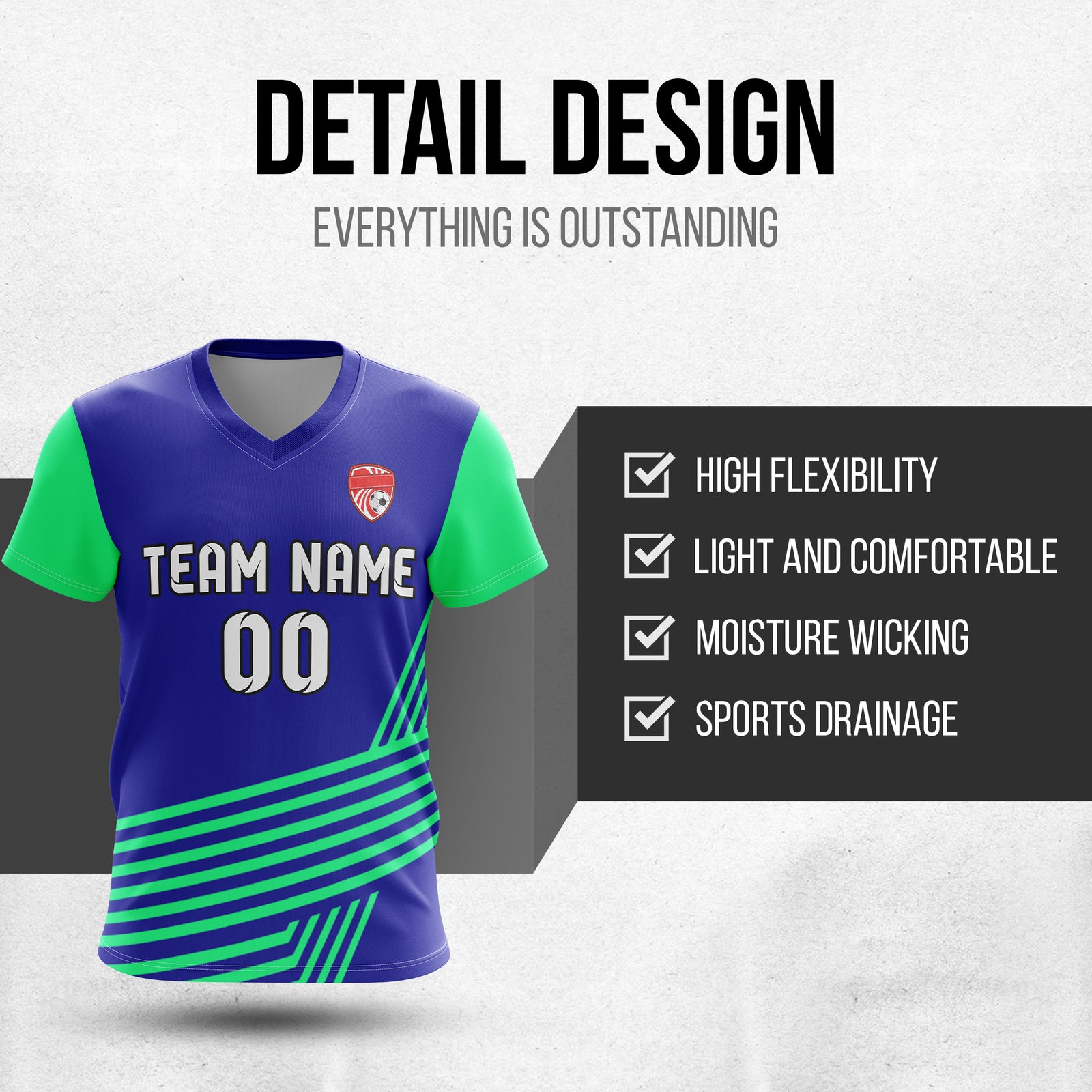 Custom Rapid Line V-Side Pattern Navy Soccer sport Tops Jersey