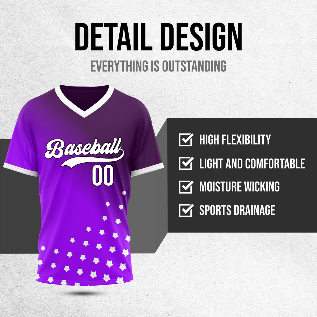 Custom Twilight Stars Baseball Purple Sports Jersey Personalized Uniform with Name & Number