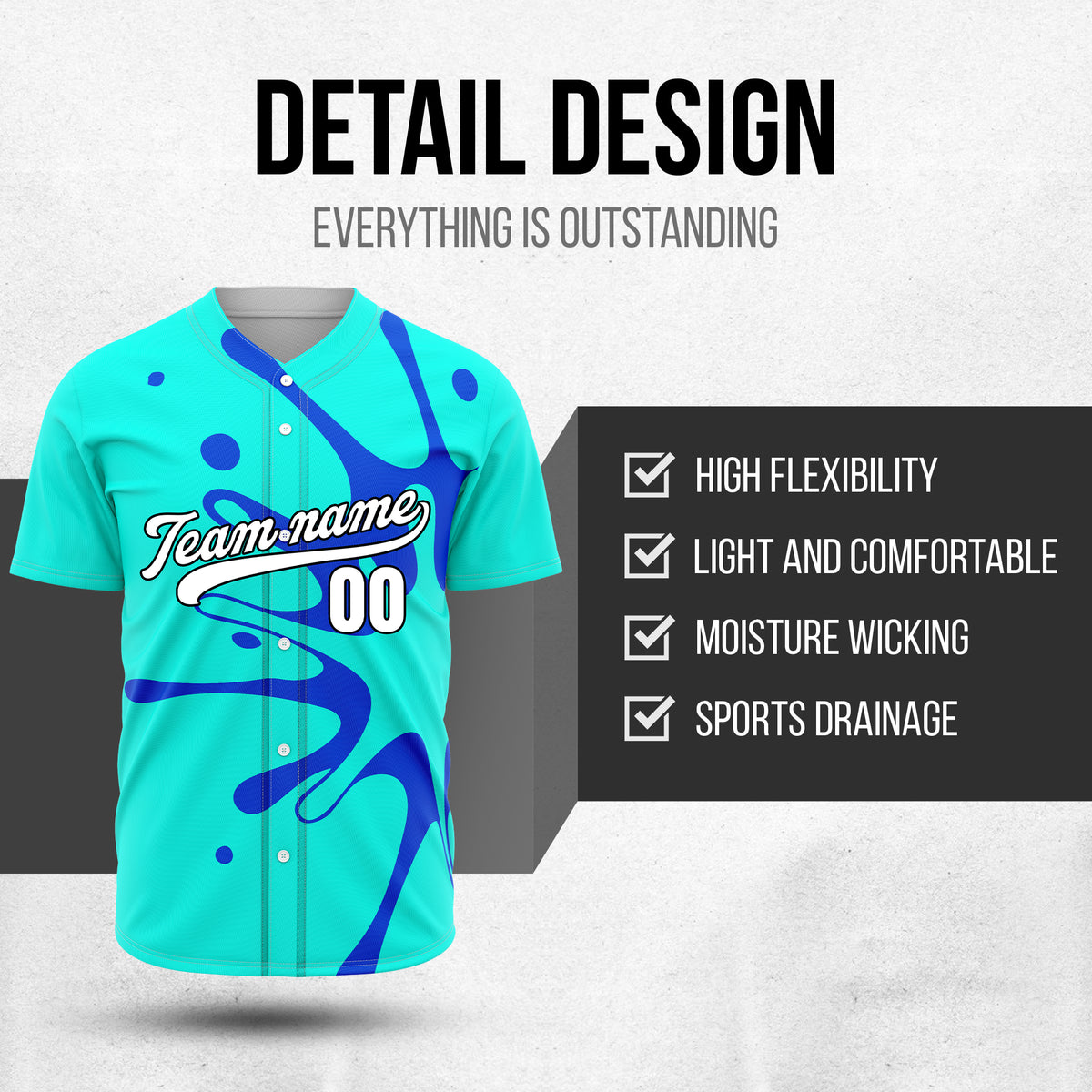 Custom Ink Surge Aqua Sports Jersey Personalized Uniform with Name & Number