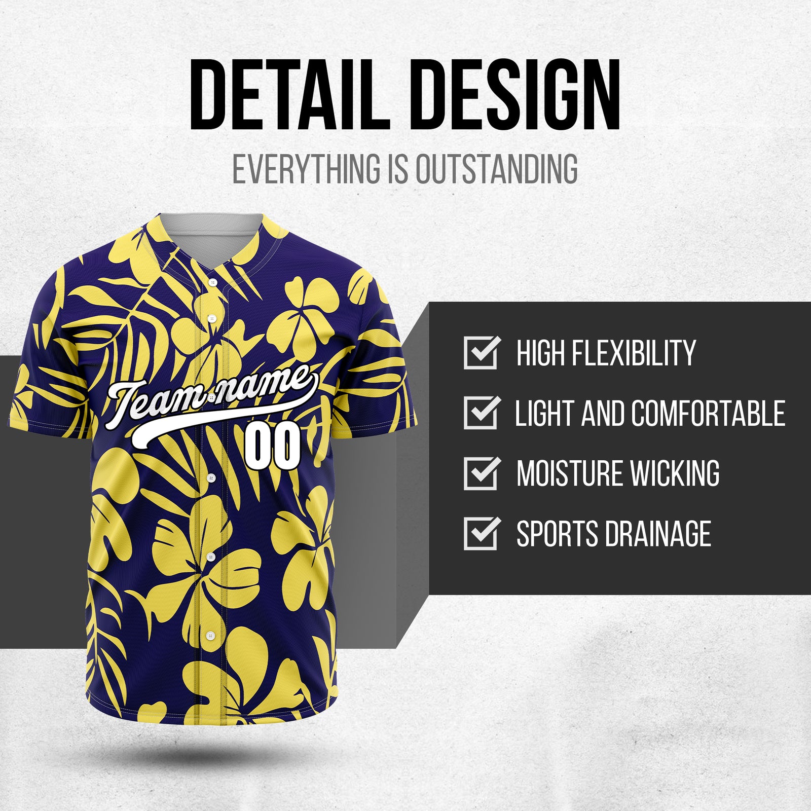Custom Hawaiian Navy Baseball Sports Jersey Personalized Uniform with Name & Number