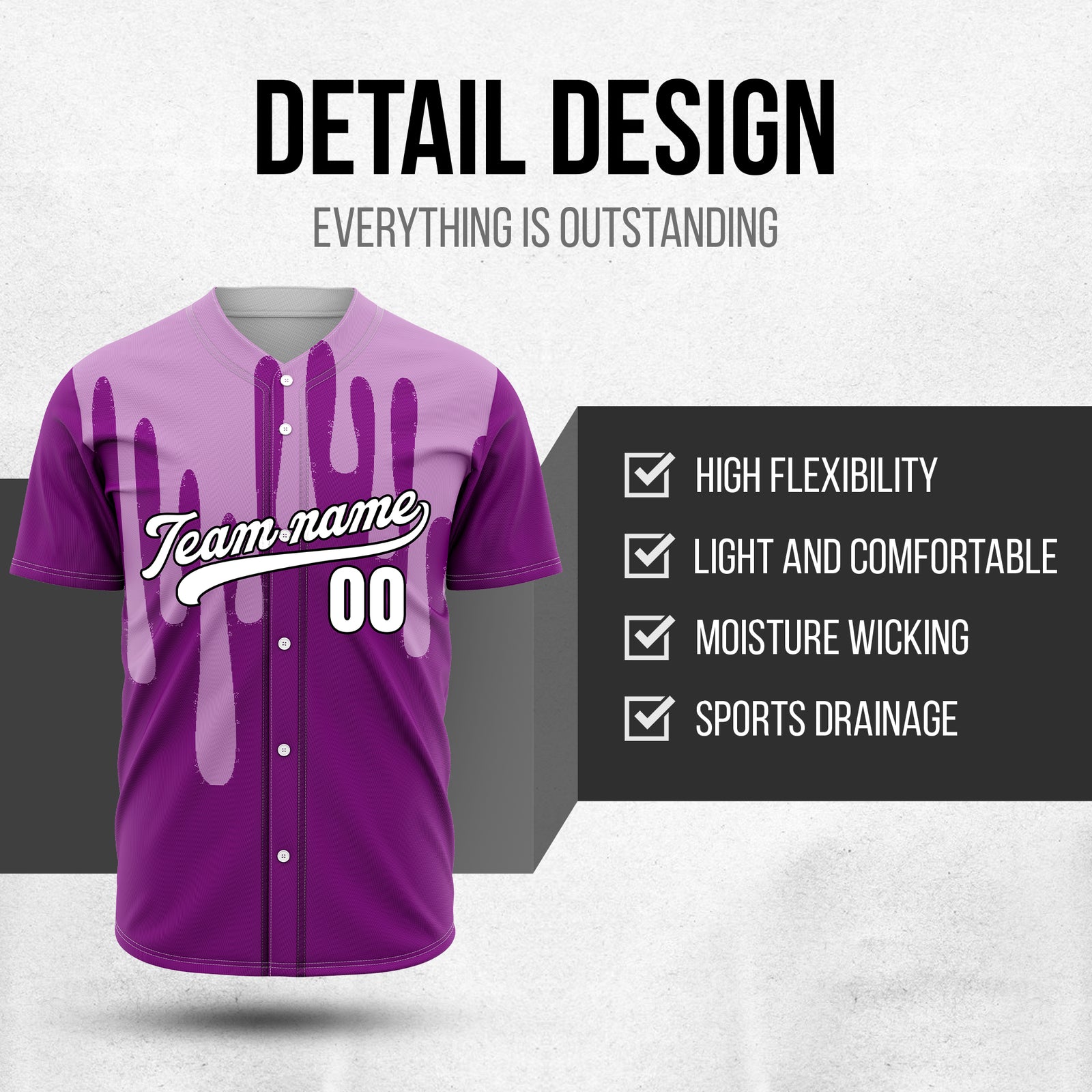 Custom Ink Drip Purple Sports Jersey Personalized Uniform with Name & Number