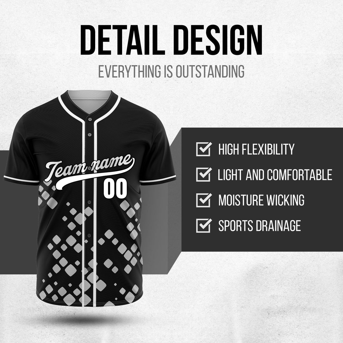 Custom Shadow Sparks Black Baseball Sports Jersey Personalized Uniform with Name & Number