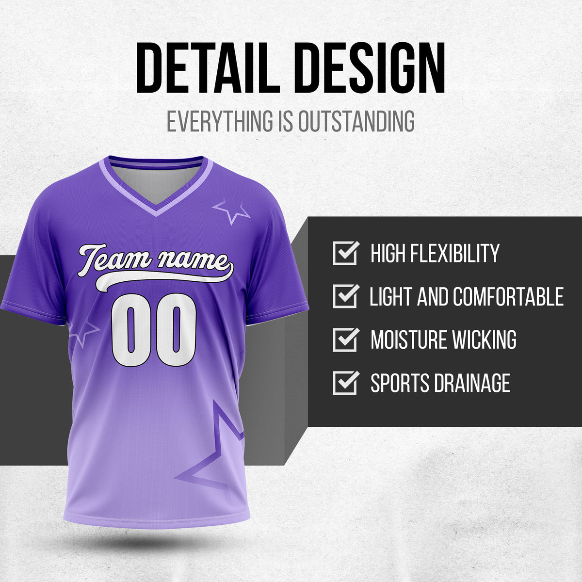 Custom Star Gradient Baseball Purple Sports Jersey Personalized Uniform with Name & Number