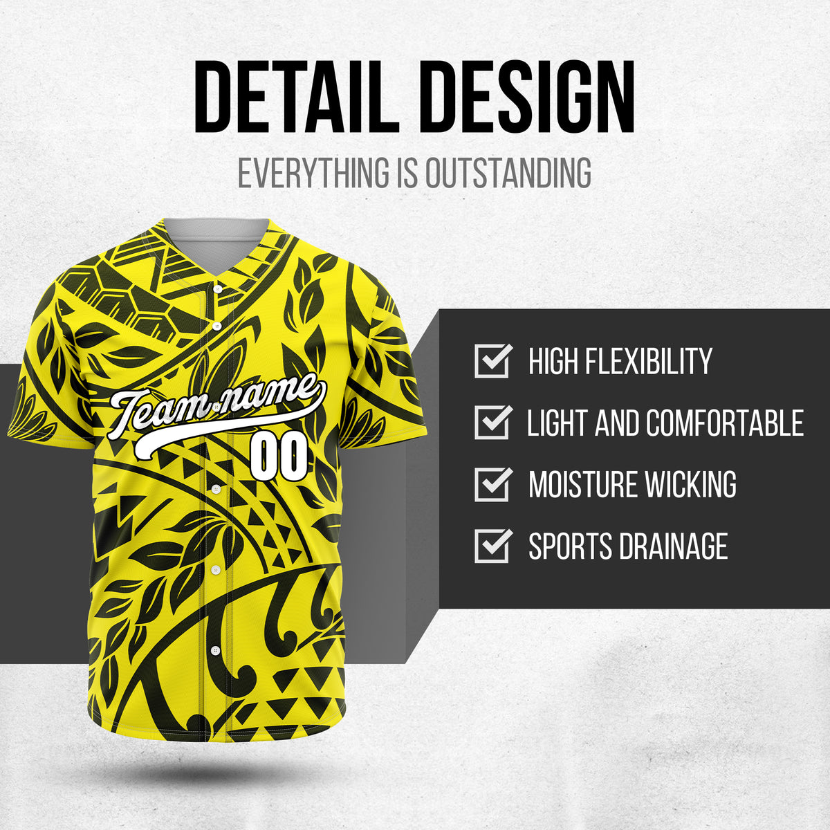 Custom Hawaii Storm Yellow Baseball Sports Jersey Personalized Uniform with Name & Number