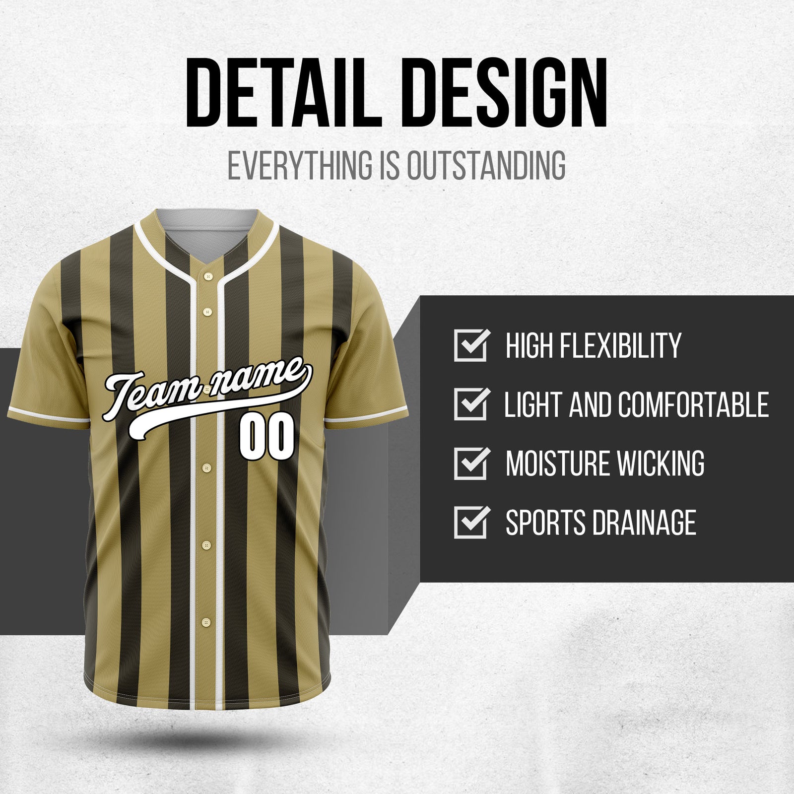 Custom Strikeforce Khaki Raglan Style Baseball Sports Jersey Personalized Uniform with Name & Number