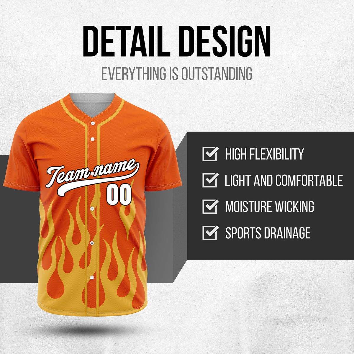 Custom Frost Fire Orange Baseball Sports Jersey Personalized Uniform with Name & Number