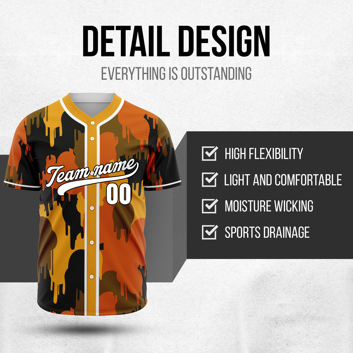 Custom Paint Hustlers Orange Baseball Sports Jersey Personalized Uniform with Name & Number