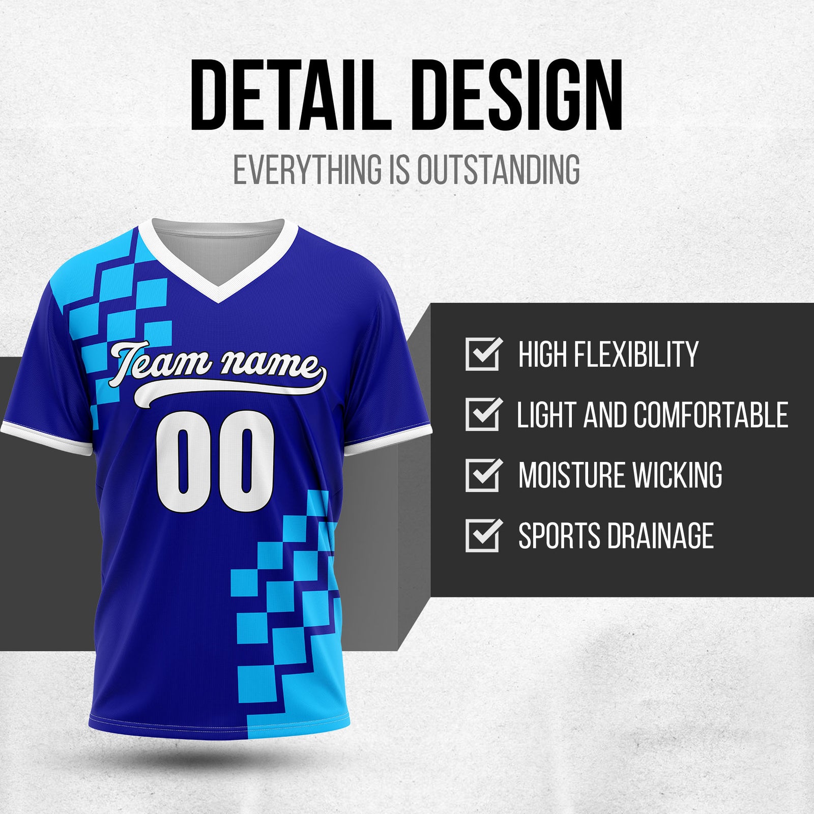Custom Shadow Pixel Blue Baseball Sports Jersey Personalized Uniform with Name & Number