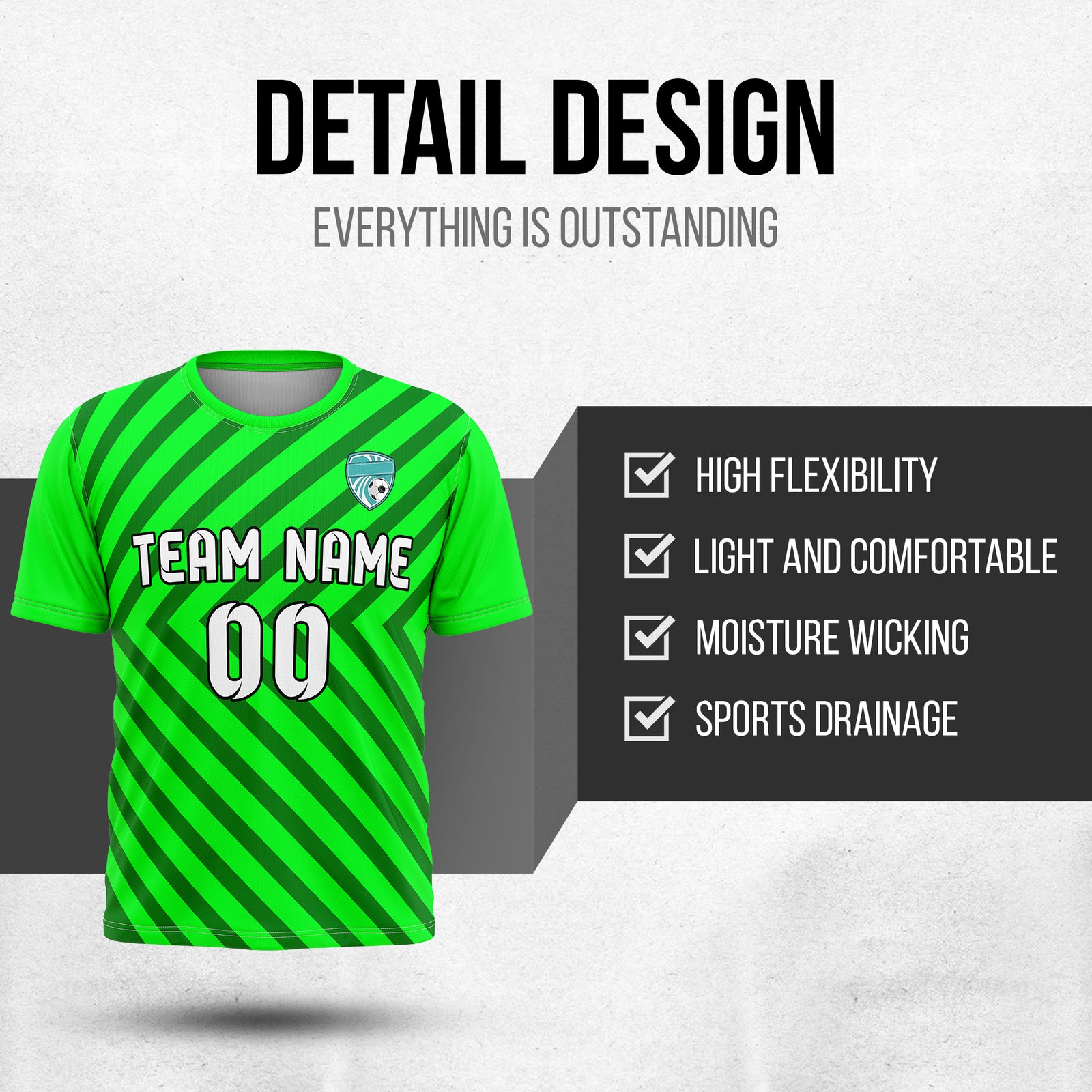 Custom SwiftStripe Neon Green Soccer sport Tops Jersey
