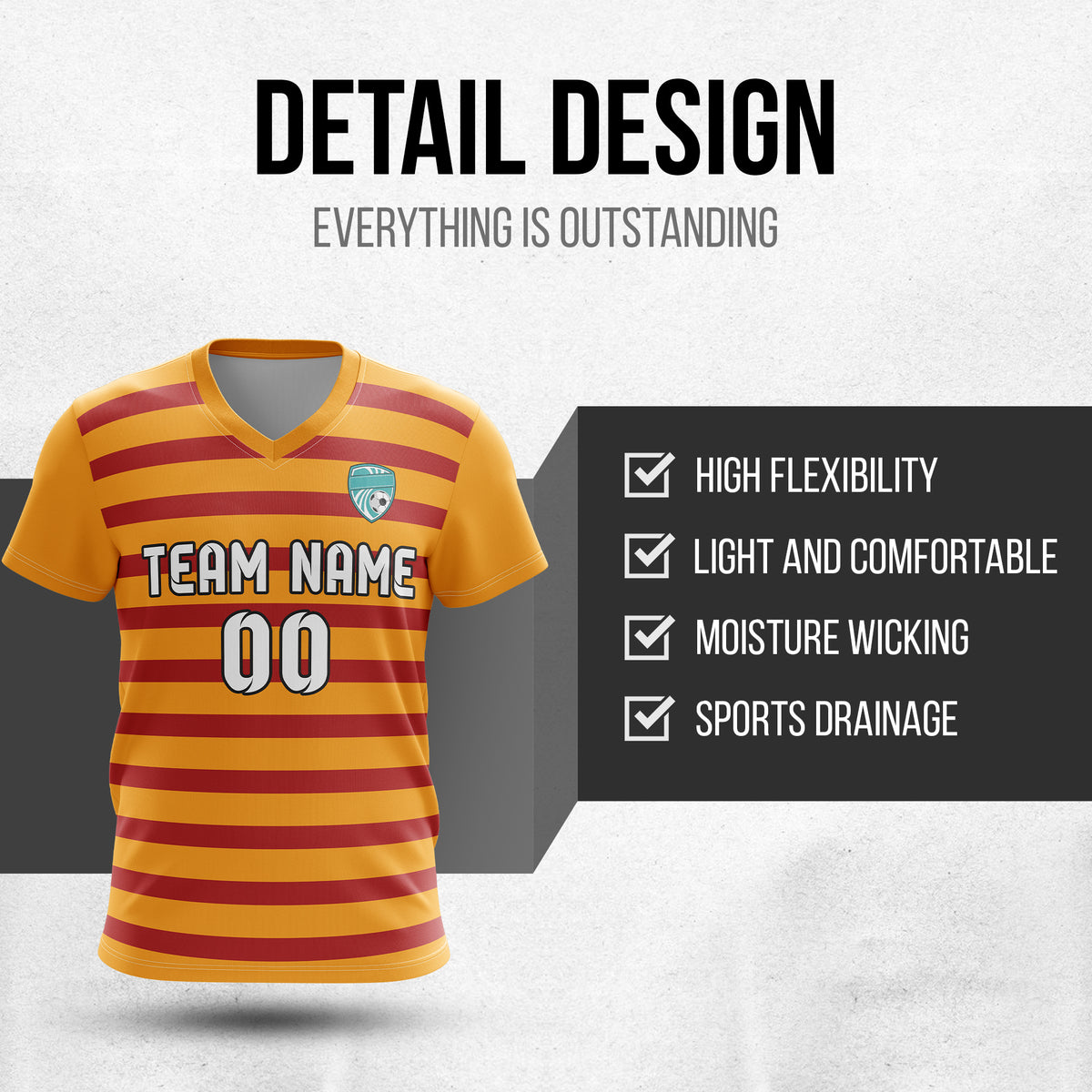 Custom Royal Stripe V-Neck Orange Soccer sport Tops Jersey