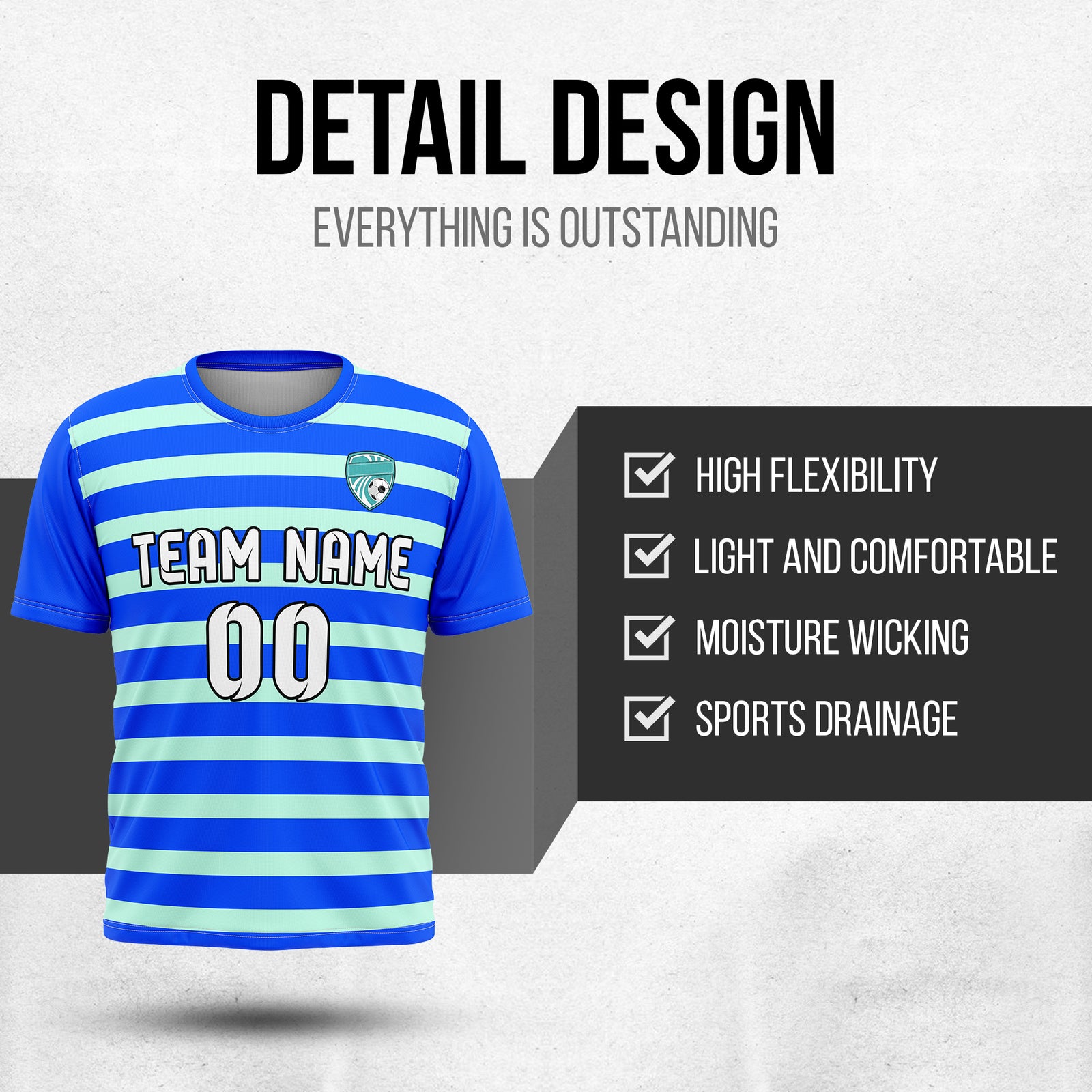 Custom Royal Stripe Blue Soccer sport Tops Jersey
