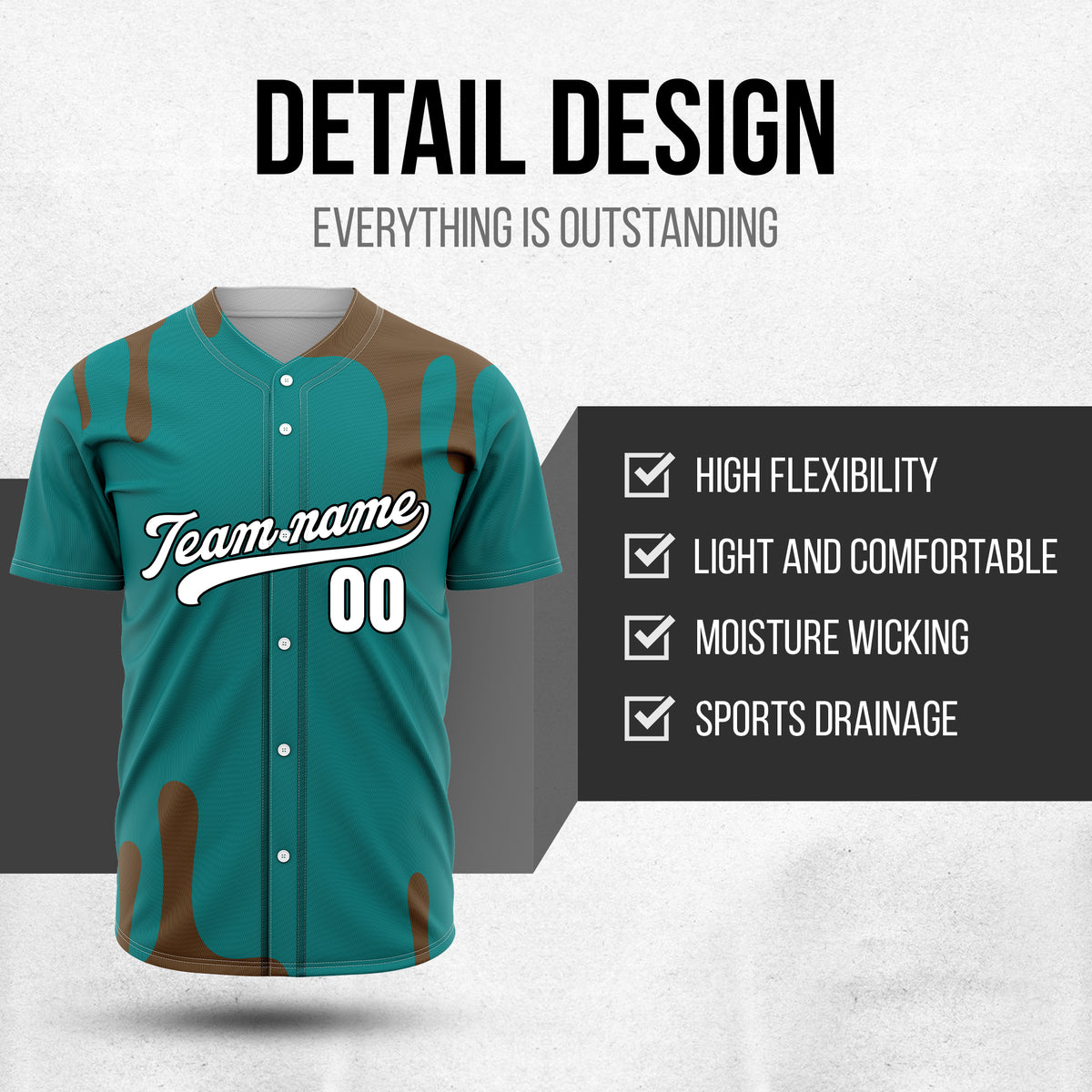 Custom Ink Dripline Teal Sports Jersey Personalized Uniform with Name & Number