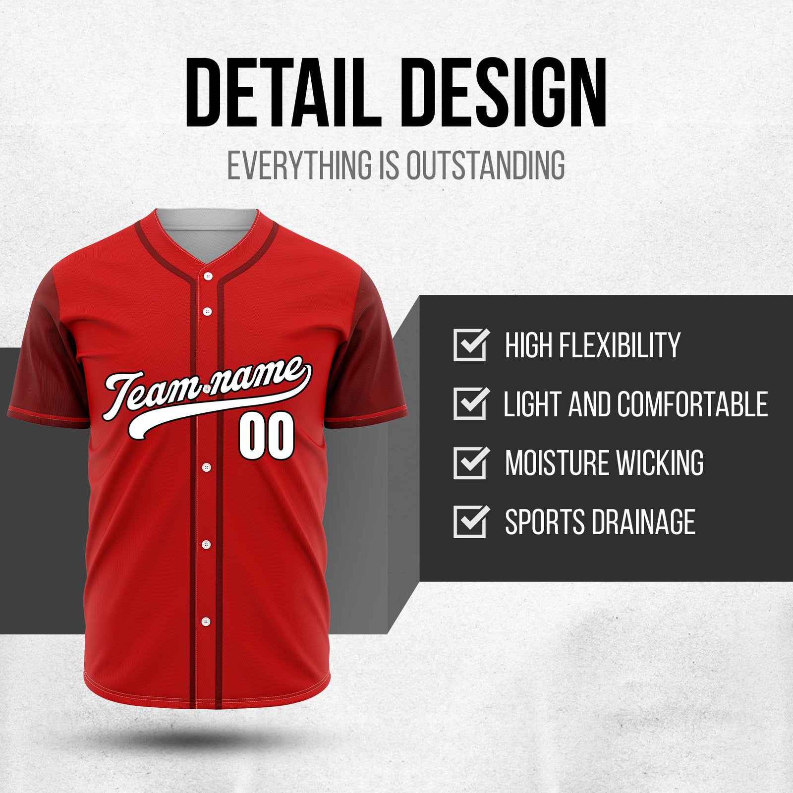Custom Crimson Red Raglan Style Baseball Sports Jersey Personalized Uniform with Name & Number