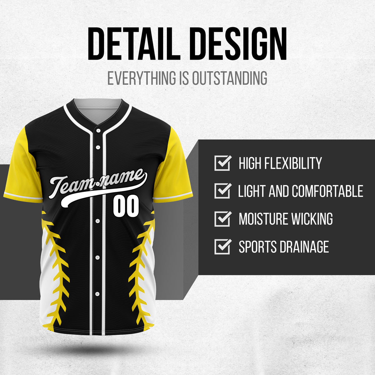 Custom Stitchline Baseball Black Sports Jersey Personalized Uniform with Name & Number