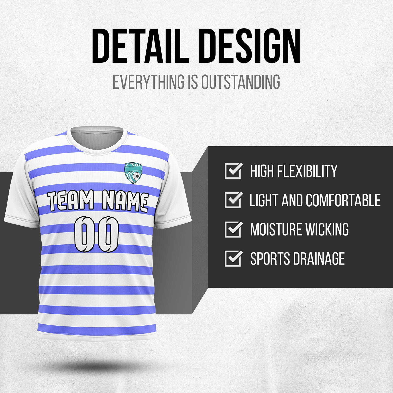 Custom Royal Stripe White Soccer sport Tops Jersey