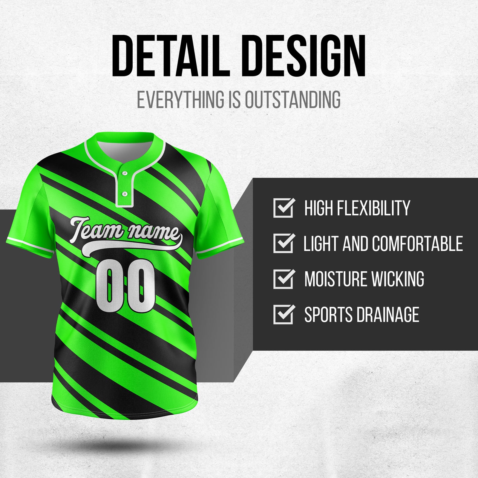 Custom Bold Flow Neon Green Baseball Sports Jersey Personalized Uniform with Name & Number