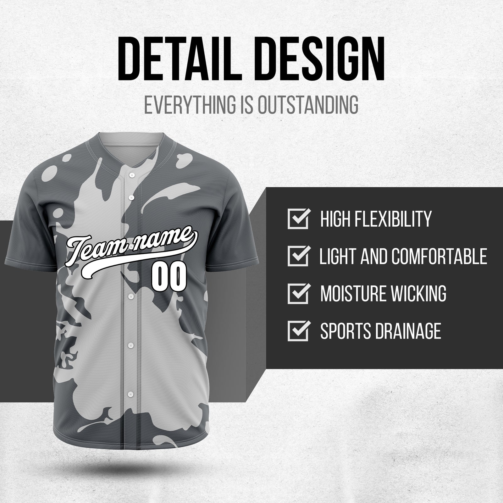 Custom Ink Splash Dark Grey Sports Jersey Personalized Uniform with Name & Number