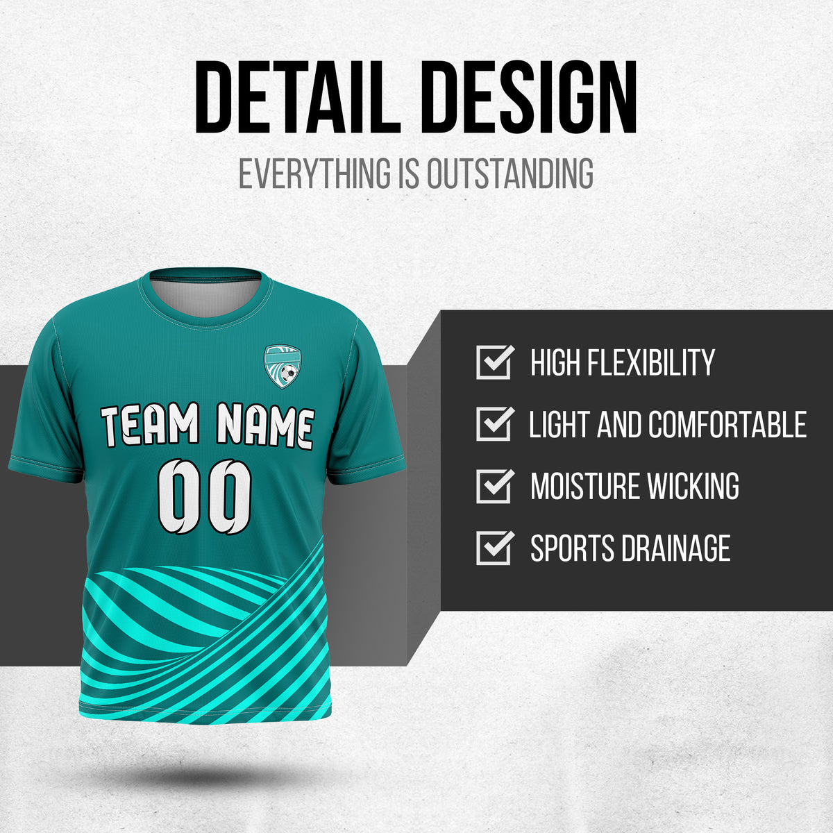 Custom WaveLine Stripe Aqua Soccer sport Tops Jersey