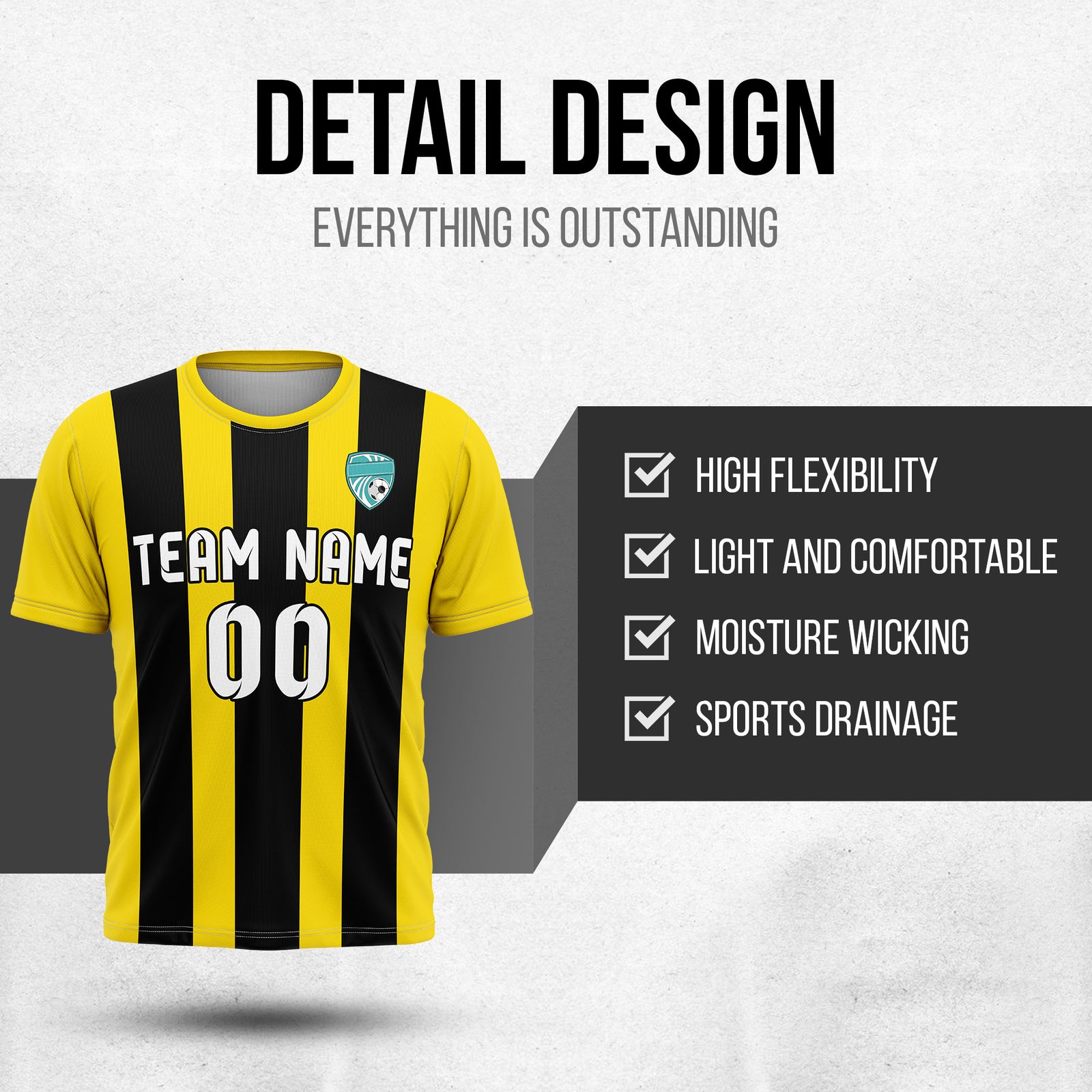 Custom Striker Stripe Yellow Soccer sport Tops Jersey