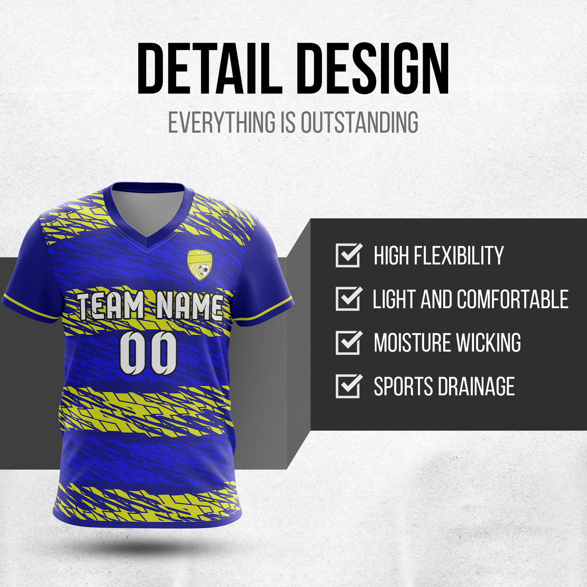 Custom Flare Strike V-Full Pattern Navy Soccer sport Tops Jersey