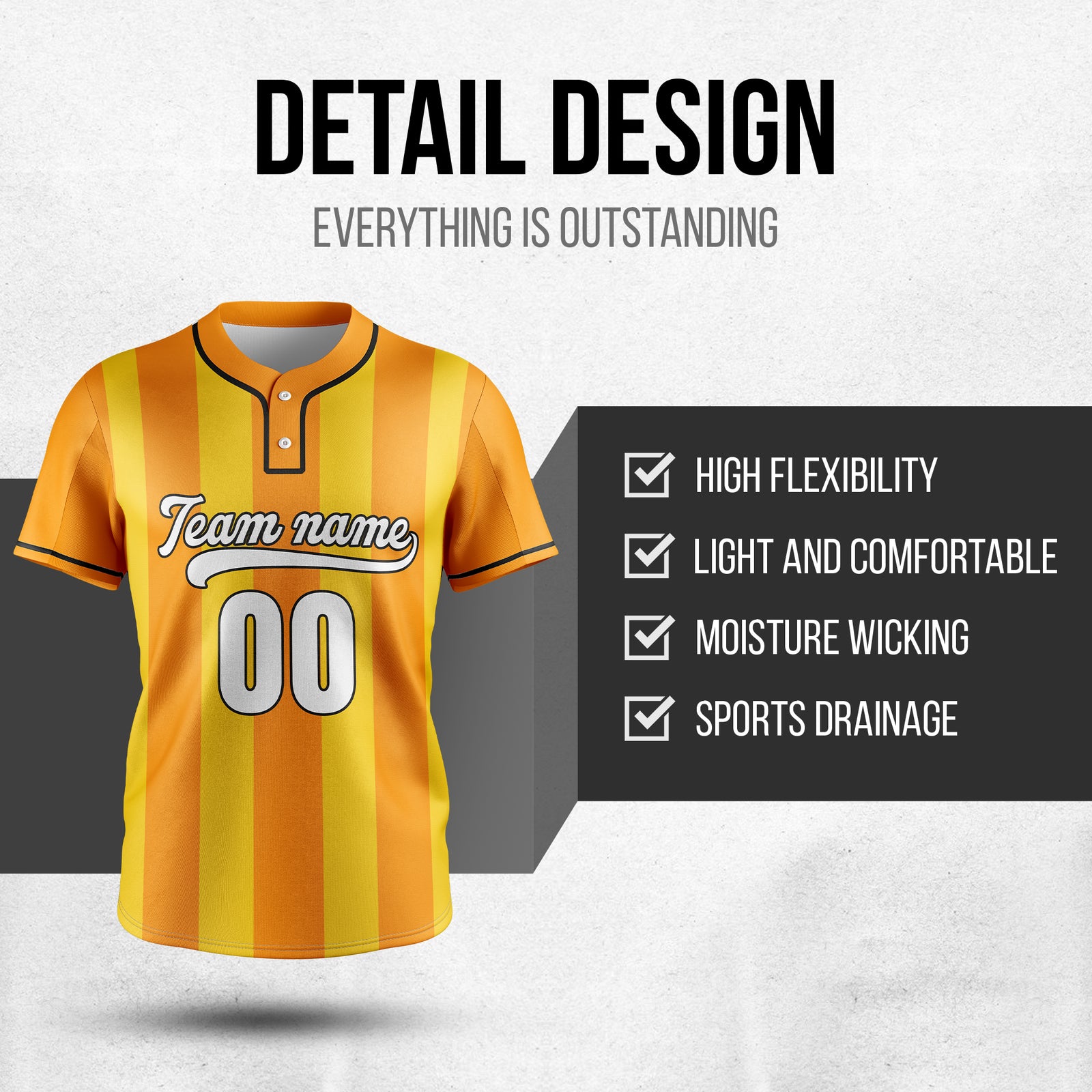 Custom Dual Stripe Orange Baseball Sports Jersey Personalized Uniform with Name & Number
