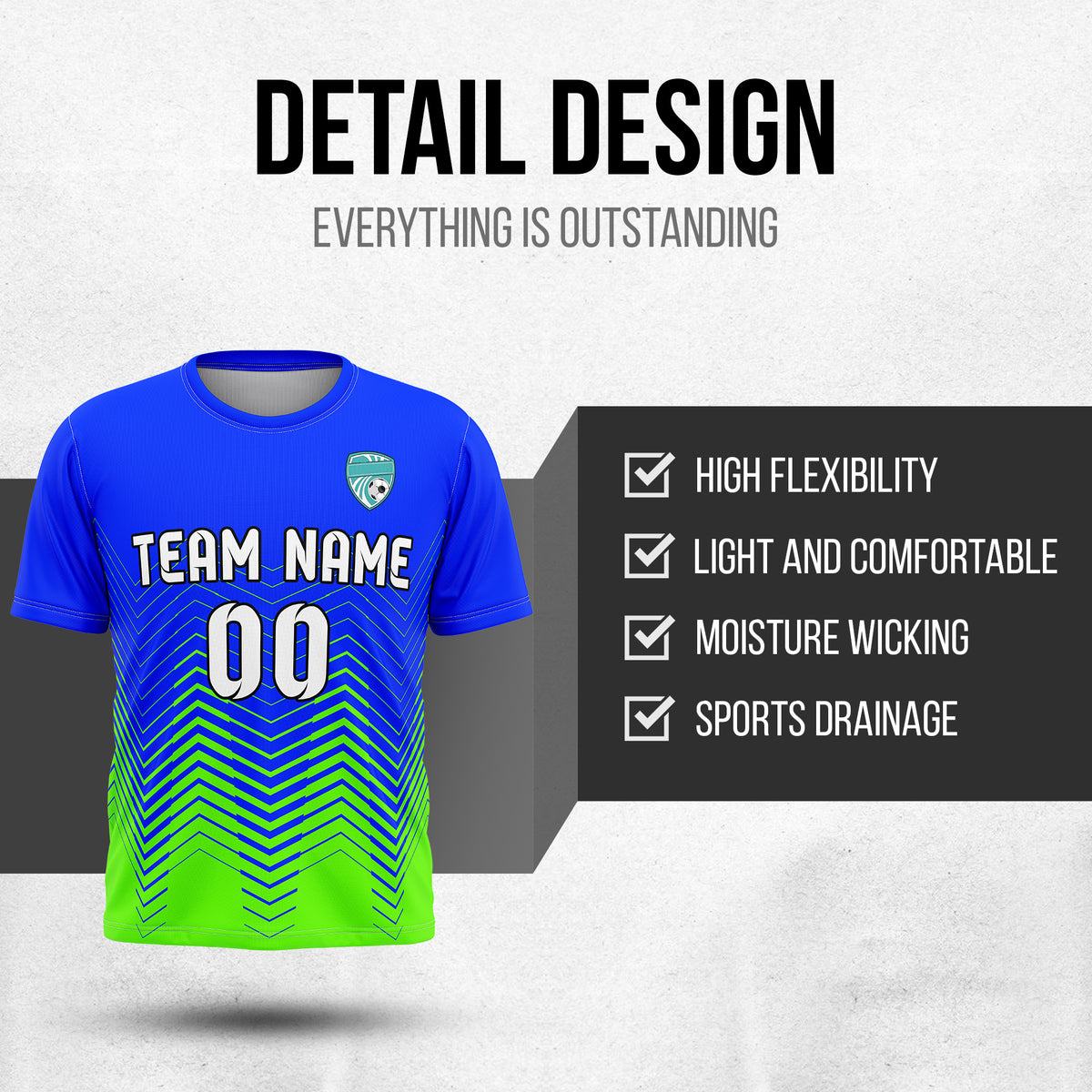 Custom Apex Strike R Side Pattern Blue Soccer sport Tops Jersey