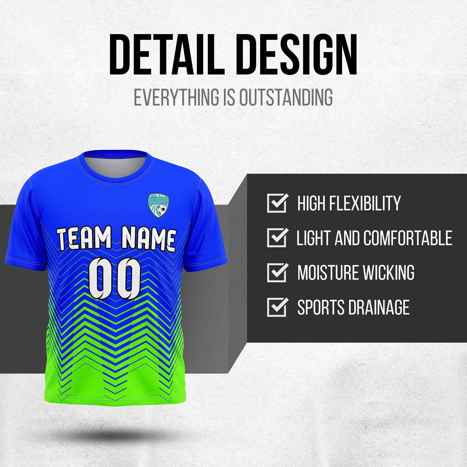Custom Apex Strike R Side Pattern Blue Soccer sport Tops Jersey